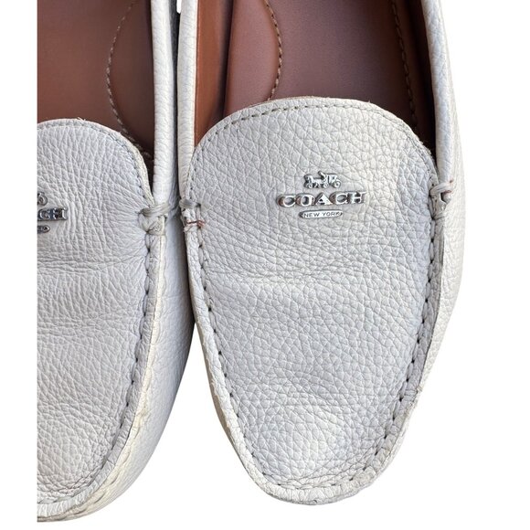 Coach Women's Size 8.5 B White Leather Loafers Slip-On Shoes With Logo Detail - Picture 5 of 12